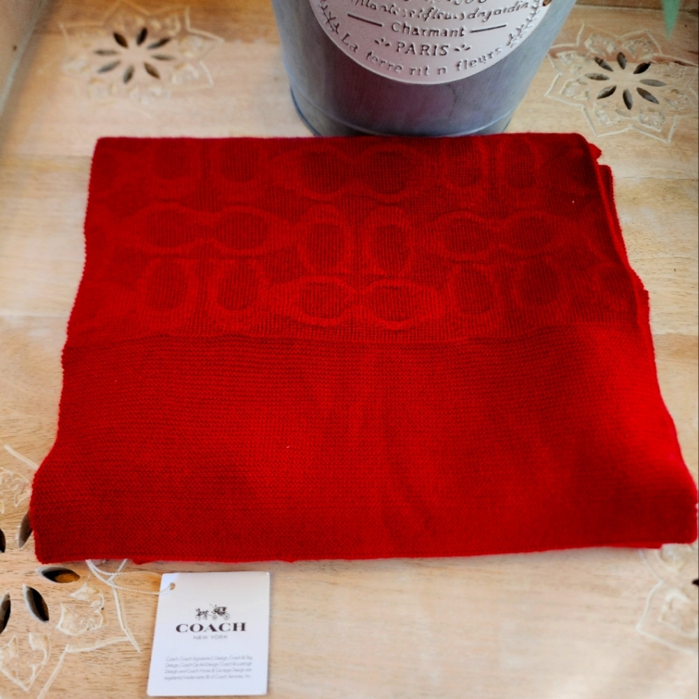 Coach Embossed Knit Scarf